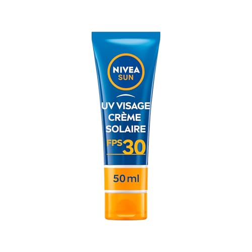 NIVEA SUN Crème solaire UV VISAGE Essentiels FPS 30 (1 x 50 ml), Protection anti UV hydratante, Écran solaire anti UVA/UVB pour tous types de peaux