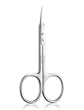 Cuticle Scissors Curved Blade - Extra Fine Pointed Tip Professional Manicure Grooming Scissors for Cuticles, Beard, Nose Hair, Eyelash, Mustache - Eyebrow Scissors