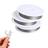 GZRXIOUS 3 Rollen Basteldraht Dünn Silberdraht zum Basteln Biegbarer Schmuckdraht Edelstahldraht...