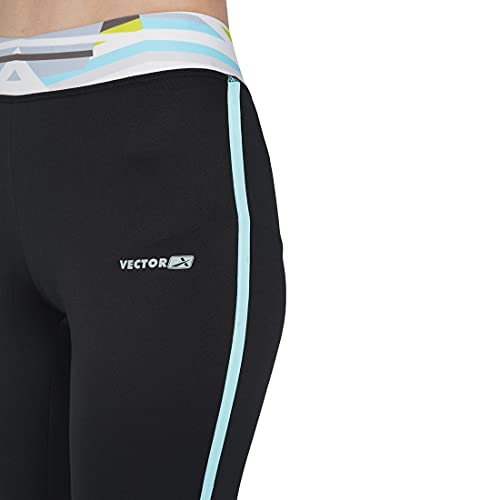 Image of Vector X Polyester Relaxed Regular Fit Capri Activewear for Women (Black)