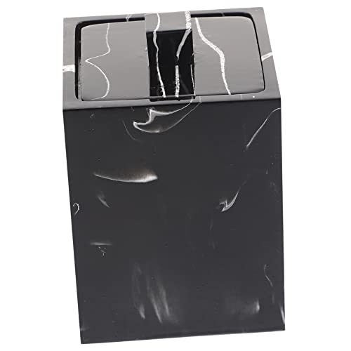 SOLUSTRE Portable Marble Pattern Cotton Swabs Storage Case Elegant Toothpick Holder for Home Bathroom Office Compact Organizer for Cotton Pads Accessories