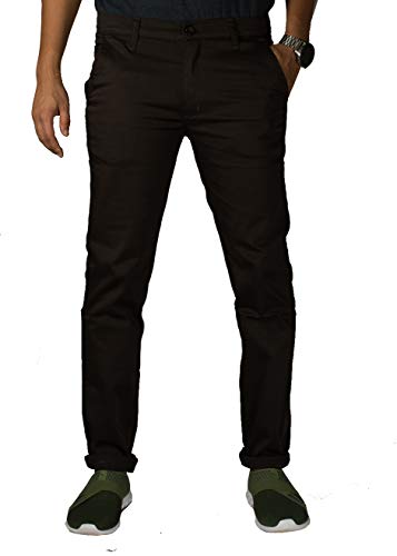 Image of 0-DEGREE Men's Regular Fit Cotton Trouser (0DCotPantRaidParent Beige, Black 32)