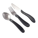 NRS Healthcare Kura Care - Set di posate per adulti, facile da impugnare, nero e grigio, grigio e nero