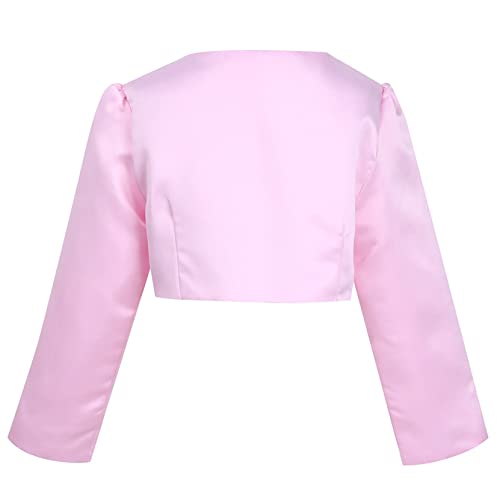 Kids Girls Long Sleeve Bolero Shrug Jacket Cardigan for Formal Dress Wedding Party Flower Sweater Dress Cover Up Pink 8-9 Years2