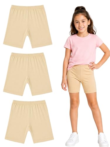 Image of BODYCARE Girls Cycling Shorts | 100% Cotton Stylish, Comfortable & Durable Shorts for Girls | Pack of 3 (Color & Print May Vary)