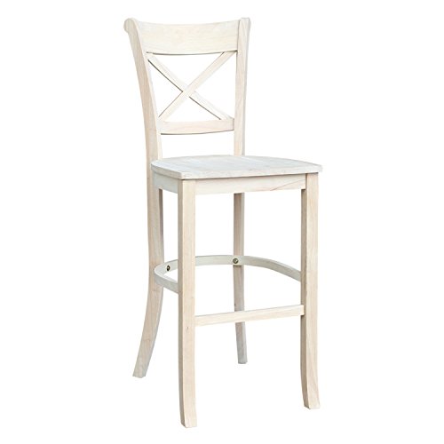 Ic International Concepts Charlotte Bar Stool, 30-Inch, Ready To Finish #TOP2