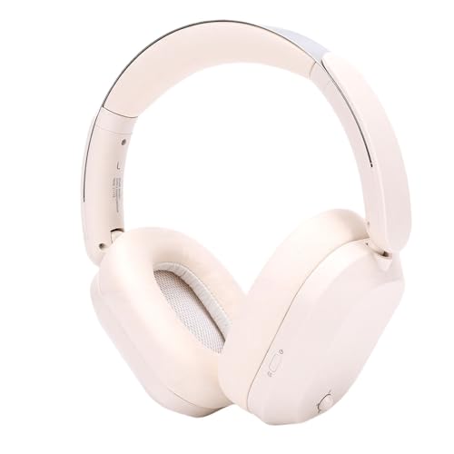 Lazmin112 Auriculares Inalámbricos para Juegos, 5.3 con Tiempo de Reproducción de 40 Hy Sonido de Controlador Dual, Tiempo de Espera de 100 Horas, para Teléfono Móvil, Viaje (Crema)