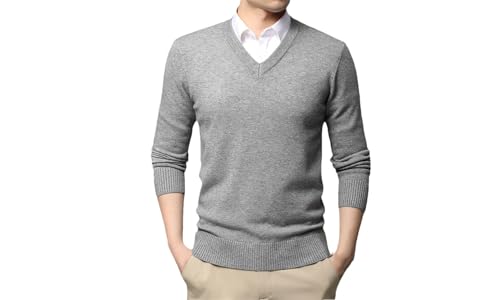 Men Woolen Knit Pullover V Neck Sweater Men Casual Jumper Pullover Solid Color Slim Sweater