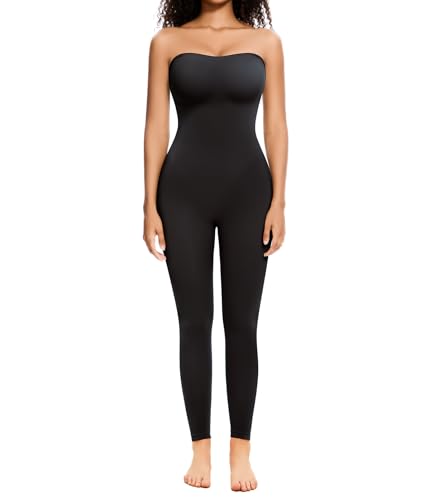 Strapless Shapewear Jumpsuit for Women, Tummy Control Thigh Slimmer Bodysuit, Seamless Under Dress Full Body Shaper