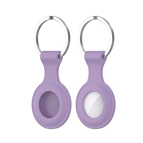 Careflection Premium Holder with Keyring for Apple Airtag Silicon-Light Purple (Pack of 2)