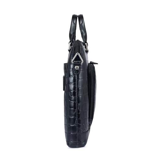 Image of Da Milano Leather Laptop Bag for Men & for Women - Fits Up To 15 inch Laptop - Black (0022B)