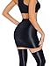 FEOYA Women’s Oil Shiny Bodycon Rave Skirts Silky Smooth Pencil Mini Skirts Sexy Glossy Hot Skirts Black XL