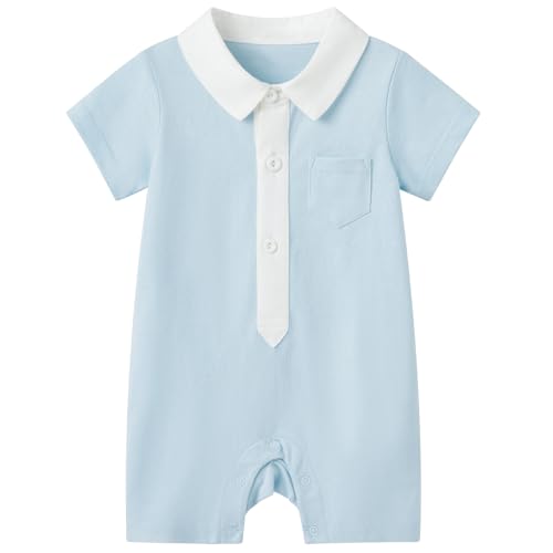 Image of pureborn Baby Boys Girls Nautical Romper One-Piece Beach Outfit Summer Clothes 0-24 Months