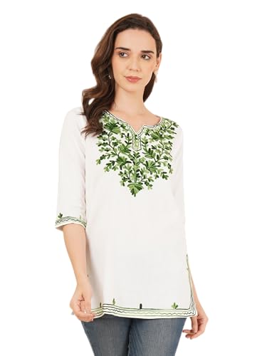 Image of Women's Pure Cotton Embroidered Short Kurtis