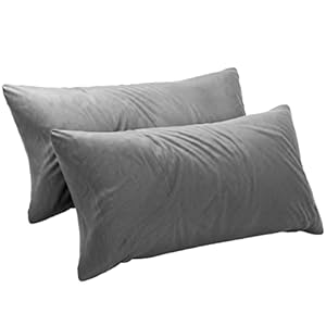 Kissenbezug 40 x 80 (Set mit 2) – 100% Jersey Baumwolle 150 g/qm Kissenbezüge -Anthrazit – Für Kissen 40 x 80 cm…