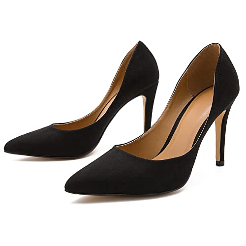 Image of Women's Men's Pointed Toe High Heel Pumps, Slip On, 3.94 Inch Stiletto Heel