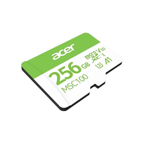 Image of Acer MSC100 MicroSD Card 256G UHS-I U3 V30 A1, Up to 100MB /s Read Speed, 4K Video Recording, Compatible with Smartphones Cameras Tablets Drones| 5-Year Limited Warranty