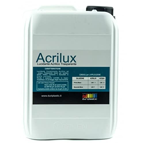 Italia colorpaint Acrilux Lucidante Vetrificante Acrilico ad Acqua Impermeabilizzante per Rivestimenti Plastici Pietre Cemento (Litri 1)