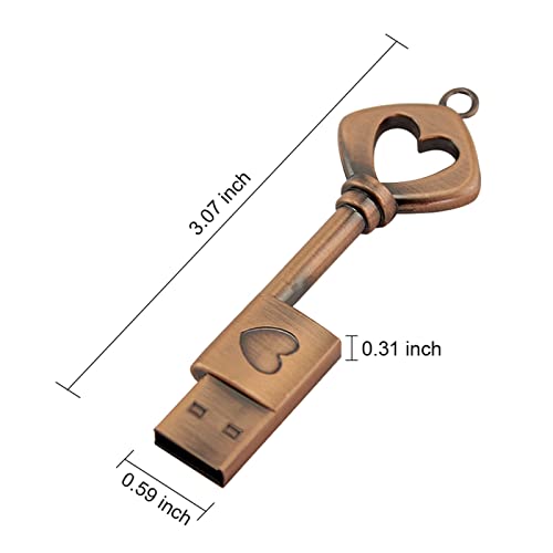 Chuyi Metal Heart Key Shape 1Pcs 8Gb Usb 2.0 Flash Drive Waterproof Pen Drive Memory Stick Usb Flash Disk With Keychain Thumb Drive Gift #TOP2