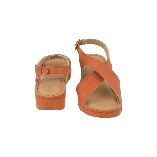 Image of Mochi Women Synthetic Leather Cross-Strap Comfort Sandal
