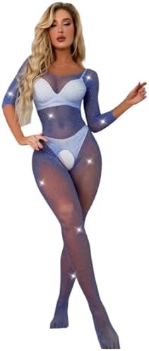 VÜCUT ÇORABI BODYSTOKİNG MAVİ RENKLİ TAŞLI ELBİSE ETEK İÇİ FANTAZİ İÇ GİYİM FİLELİ - Görsel 1