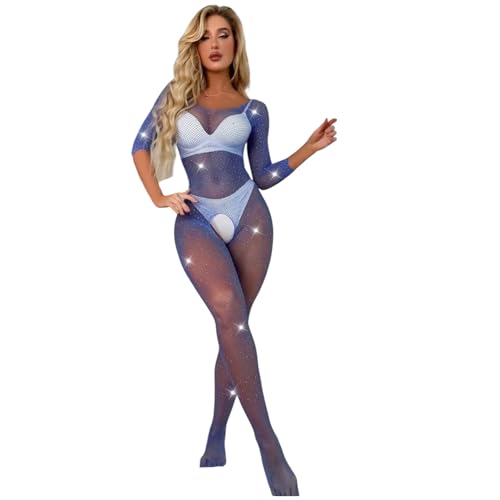 VÜCUT ÇORABI BODYSTOKİNG MAVİ RENKLİ TAŞLI ELBİSE ETEK İÇİ FANTAZİ İÇ GİYİM FİLELİ