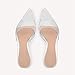 BOEGBNW Women'S Transparent Strap Pointed Open Toe Stiletto Slide Sandals Fashion Slip On Sexy Clear High Heel Mule Sandals Summer Backless Party Prom Wedding Dress Slipper Shoes (Silver,8.5)