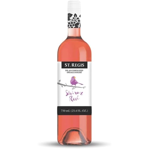 Image of ST. REGIS Non-Alcoholic Shiraz Rose 25.4 Fl Oz (1 Pack) - Low Calorie and Sugar - Raspberry Pink Fruity Rich Flavor from North of Spain - Paleo Diet