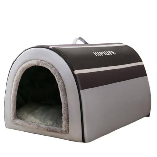 冬用猫ベッド ペットルーム ドーム型 暖かい ふわふわ カーテン付き クッション付き 厚手 長毛種 小型犬用ハウス 防寒 滑り止め 洗える (S,U)