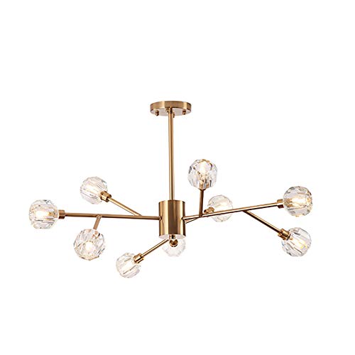 Lustre Spoutnik design en fer blanc et cristal à 18 bras