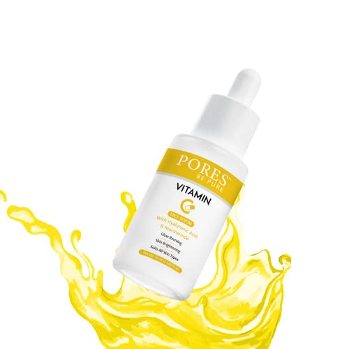 Image of PORES Be Pure Vitamin C Face Serum with Hyaluronic Acid & Niacinamide | Skin Brightening & Anti-Pigmentation Serum for Glowing Complexion | Lightweight Hydrating Face Serum for Men & Women | All Skin Types - 30ml