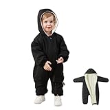 UVIPC Toddler Snow Suit Newborn Baby Winter Clothes Long Sleeve Romper Convenient Dual Zipper Design Outdoor Boys Girls Snowsuit(Black 12-18months)