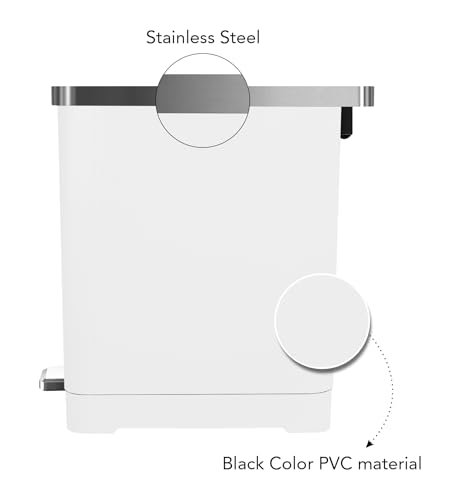 Image of Obsessions EKO 10L Plastic Step Bin with Pedal, Waste Storage Trash Can, White