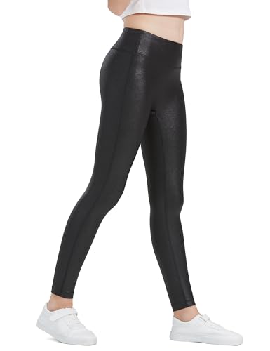 HARTPOR Faux Leather Leggings for Girls - High Waisted Stretch Pleather Leggings Teens Leather Pants4