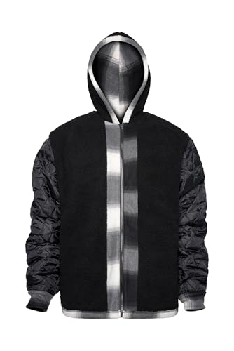 Image of Gary Com Heavy Thick Flannel Plaid Jacket Sherpa Fleece Lined Hoodies for Men Zip Up Winter Warm Coat Zipper Sweatshirt