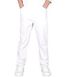 CAMLAKEE Boys' Stretch Pull on Chino Pants Kids School Uniform Yonth Twill Pants White 8-9 Years