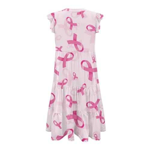 Image of Women's Casual Ruffle Sleeve Dress V Neck Pullover Dress Flowy A-Line Pleated Lightweight Dress with Pockets