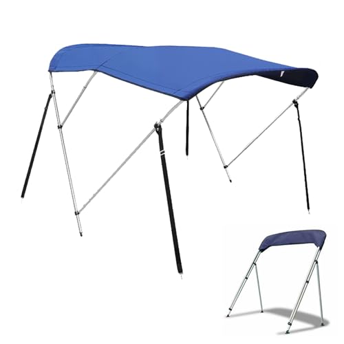 JCSRYD Telo Tendalino Barca, Tendalino Barca 3 Archi in Tela 600D di qualità Marina, Tendalino Parasole Impermeabile, Telaio in Alluminio con Asta di Supporto Posteriore(Blue,216-228cm/85-90in)