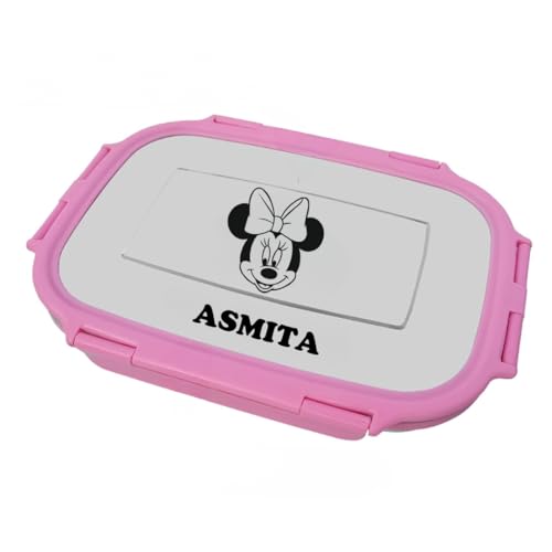 Image of ncgifts Personalized Tiffin | Customized Lunch Box | Personalized Stainless Steel Tiffin Box | Your Child's Name and Favourite Character Engraved | for Scholl Students (Pink)