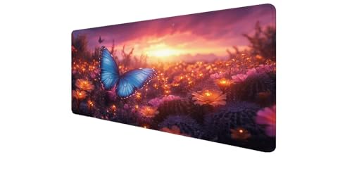 Tapis de souris XXL grand format pour bureau d'ordinateur et setup gaming Papillon