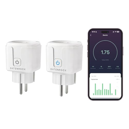 DatenROCK Enchufe inteligente, medidor de electricidad wifi con medición de consumo, temporizador enchufe con mando a distancia, compatible con Alexa y Google, medición de consumo de energía (2)