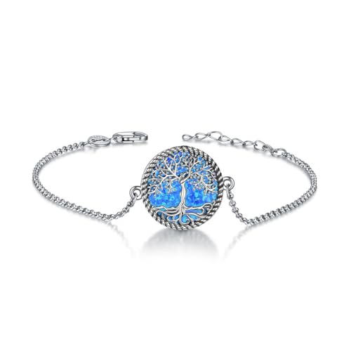 YAFEINI Pulsera de árbol de la vida, plata de ley 925, pulsera de árbol de la vida, joyería de regalo para mujeres y niñas, joyería de Navidad, Plata
