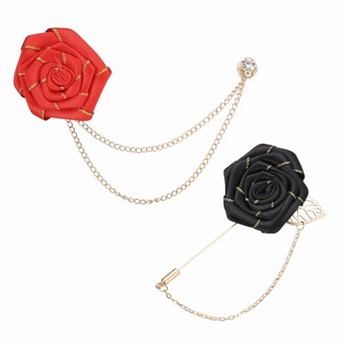 Broche de solapa para hombre PATIKIL con diseño de rosas y acabados de lujo