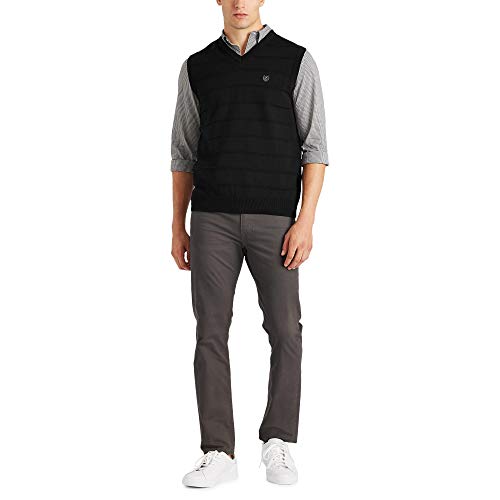 Chaps Men's Cotton V-Neck Sweater Vest, Black (20), Medium