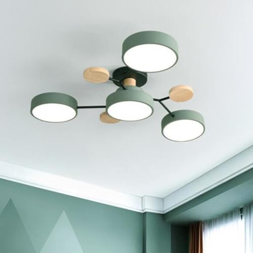 TONGNIDA Plafonnier 4 têtes LED, Plafonnier Tricolore 48W Dimmable Pour Salon, Couloir, Salle à Manger, Bureau, Chambre à Coucher (Vert)