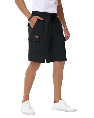 HMIYA Kurze Hosen Herren Cargo Shorts Baumwolle Bermuda Shorts Sommer Cargohose Herren kurz mit Taschen