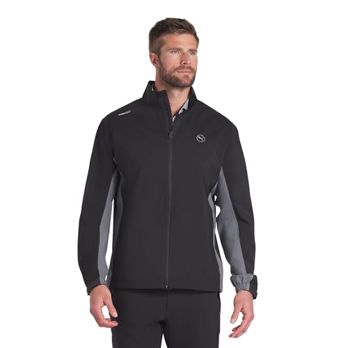 PUMA GOLF MEN'S DRYLBL RAIN JACKET, PUMA BLACK-SLATE SKY, XXL