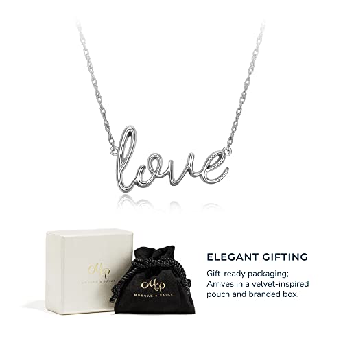 Morgan & Paige Dainty Statement Necklace For Women, Sterling Silver Pendant With Cursive Letters, Teens And Girls, Everyday Jewelry, 16 Inch With 2 Inch Extender Chain #TOP5