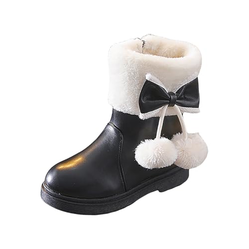 IWIHMIV Kids Riding Boots Girls Fashion Leather Short Boots with Side Zipper Winter Thickened Warm Ankle Booties