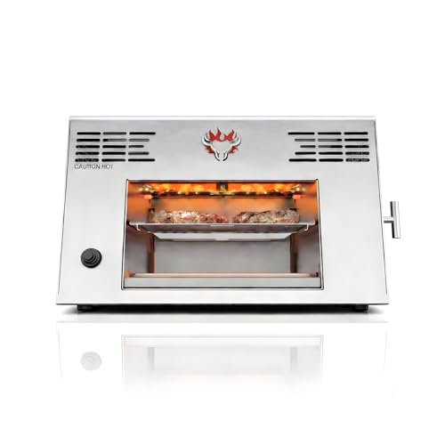 Schwank 1500°F Portable Infrared Propane Grill, Stainless Steel LP Gas with Dual Burners - Made in USA, Steakhouse Maillard Tech for Quick Juicy Steaks, Ideal for Camping & Tailgating.